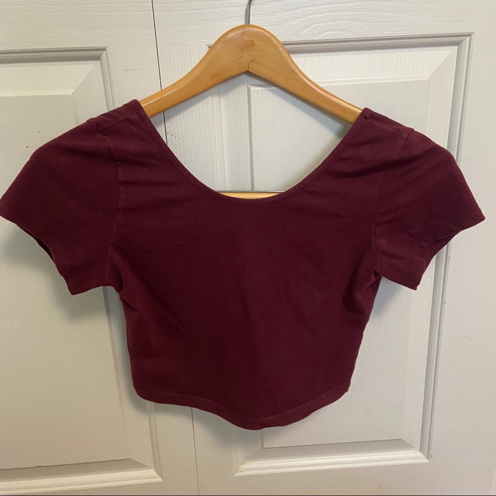 Brandy Melville Maroon Crop Top Short Sleeve